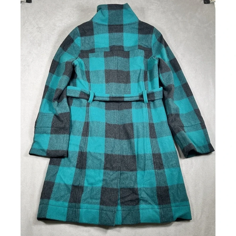 VTG Original Penguin Wool Trench Coat Women M‎ Fully Lined Buffalo Plaid-NWOT